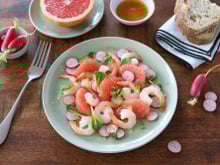 Salade de pomelo, crevettes et radis