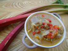 Mijoté de porc aux poivrons et à la rhubarbe