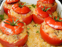 Gratin de riz façon tomates farcies