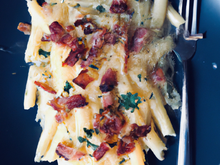 Pâtes au roquefort et lardons