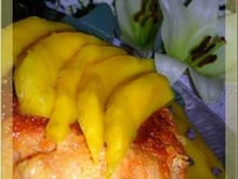 Flan coco et coulis de mangue