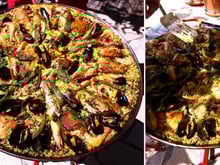 Paella infusé au bouillon de volaille et crustacés