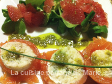 Mousseline de Cabillaud au saumon fumé et son pesto de mâche