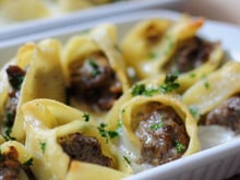 Lumaconi au roquefort Papillon et champignons