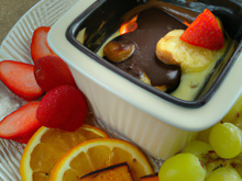 Fondu chocolat/fruits facon gratin