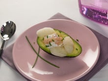 Avocat crevette et sorbet au citron vert
