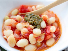 Haricots coco frais au pesto fantaisiste