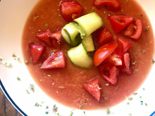 Gaspacho fraise melon tomate à l'ail