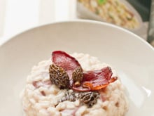 Risotto aux morilles et magret de canard séché