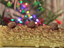 Bûche choco-marrons glacés et fleur d'oranger