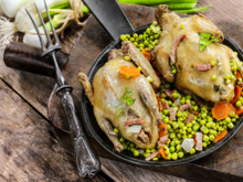 Pigeons ramiers aux petits pois