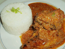 Poulet à l'indienne lait de coco et riz