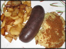 Boudin noir aux pommes caramélisées et sa purée croquante