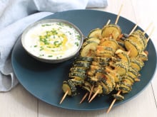 Brochettes de spirales de courgettes