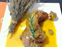 Lapin au romarin, sauce moutarde