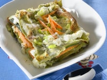 Lasagnes de saumon aux poireaux, sauce St Môret