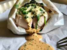 Papillote de dinde et sa légère sauce au chèvre