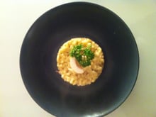 Pâtotto champignon de Paris, speck et parmesan