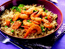 Quinoa à la noix de coco et crevettes aux curry