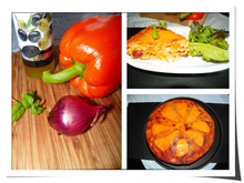 Quiche sans pâte chorizo, poivron et mimolette