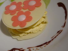 Mille feuille de chocolat blanc mousse d'abricot