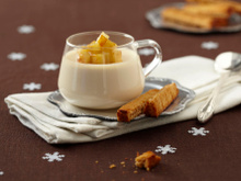 Panna cotta au foie gras pommes Ariane caramélisées et mouillettes de pain d'épices