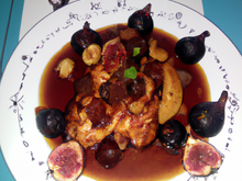 Chapon aux marrons et figues sauce madère