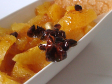 Suprêmes d'orange, caramel aux épices et tuile au caramel