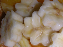 Ricotta Pancakes with Orange, Banana Flowers and Maple Syrup