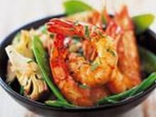 Salade de crevettes aux pois gourmands