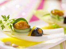 Amuse bouche d'endives au délice de poivrons jaunes