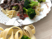 Tagliatelles d'épeautre aux brocolis et au magret