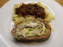 Roulé moelleux au fromage frais et poireau au Thermomix