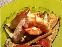 Gambas Cameron à la plancha, confiture de tomate