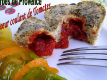 Moelleux aux herbes de Provence au cœur coulant de tomates