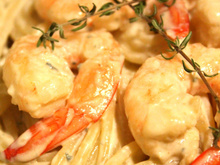 Spaghettis Fourme et crevettes