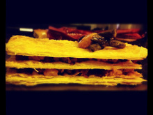 Mille feuilles foie gras confit d'oignon