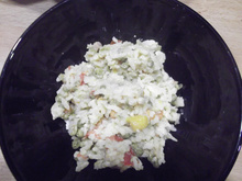 Risotto jambon, petits pois-carottes