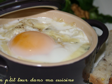 P'tits œufs cocotte au chou-fleur et au Morbier en mini cocottes