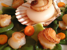 Noix de saint-jacques aux petits légumes