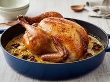 Chapon aux morilles et au vin jaune