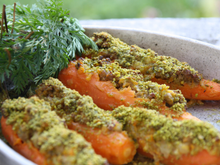 Carottes primeurs à l'agneau et à la pistache