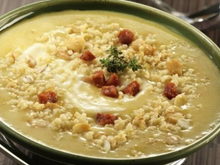 Velouté de patates douces au chorizo et aux céréales gourmandes