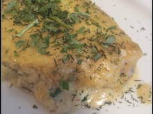 Saumon à la crème, moutarde et fines herbes