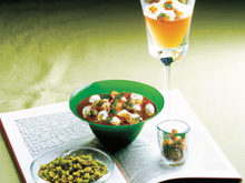 Bar et pois chiches, jus d'étrilles