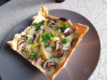 Tarte aux poireaux et aux champignons