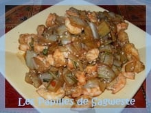 Côtes de bettes sautées aux crevettes et sauce soja