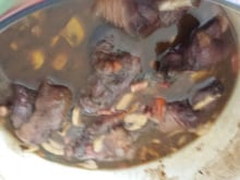 Coq au vin flambé au cognac