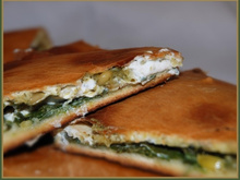 Focaccia aux épinards, au chèvre et au pistou