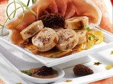 Noix de boudin blanc aux morilles et sa galette de jambon cru façon Compagnons du Goût Pour